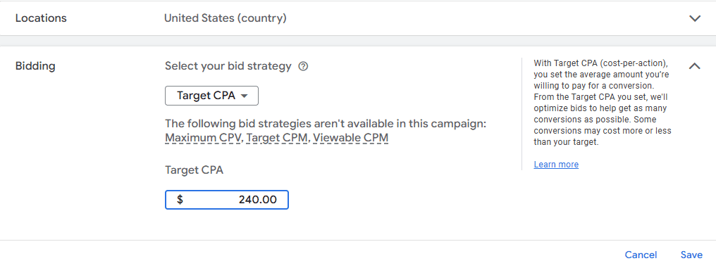 target CPA